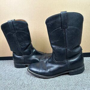 Sedona Black Roper Style Western Cowboy Leather Work Boot Size Mens 8.5